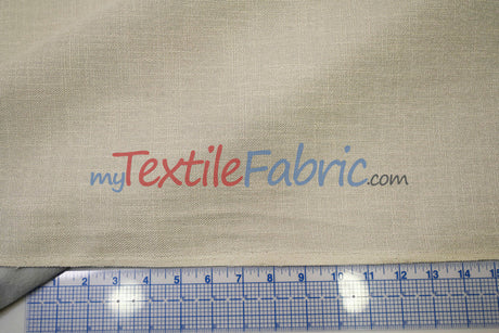 Upholstery Weight Poly Linen Fabric - Ivory, Taupe, Non Woven Backing, 60" Width (1 Yard)