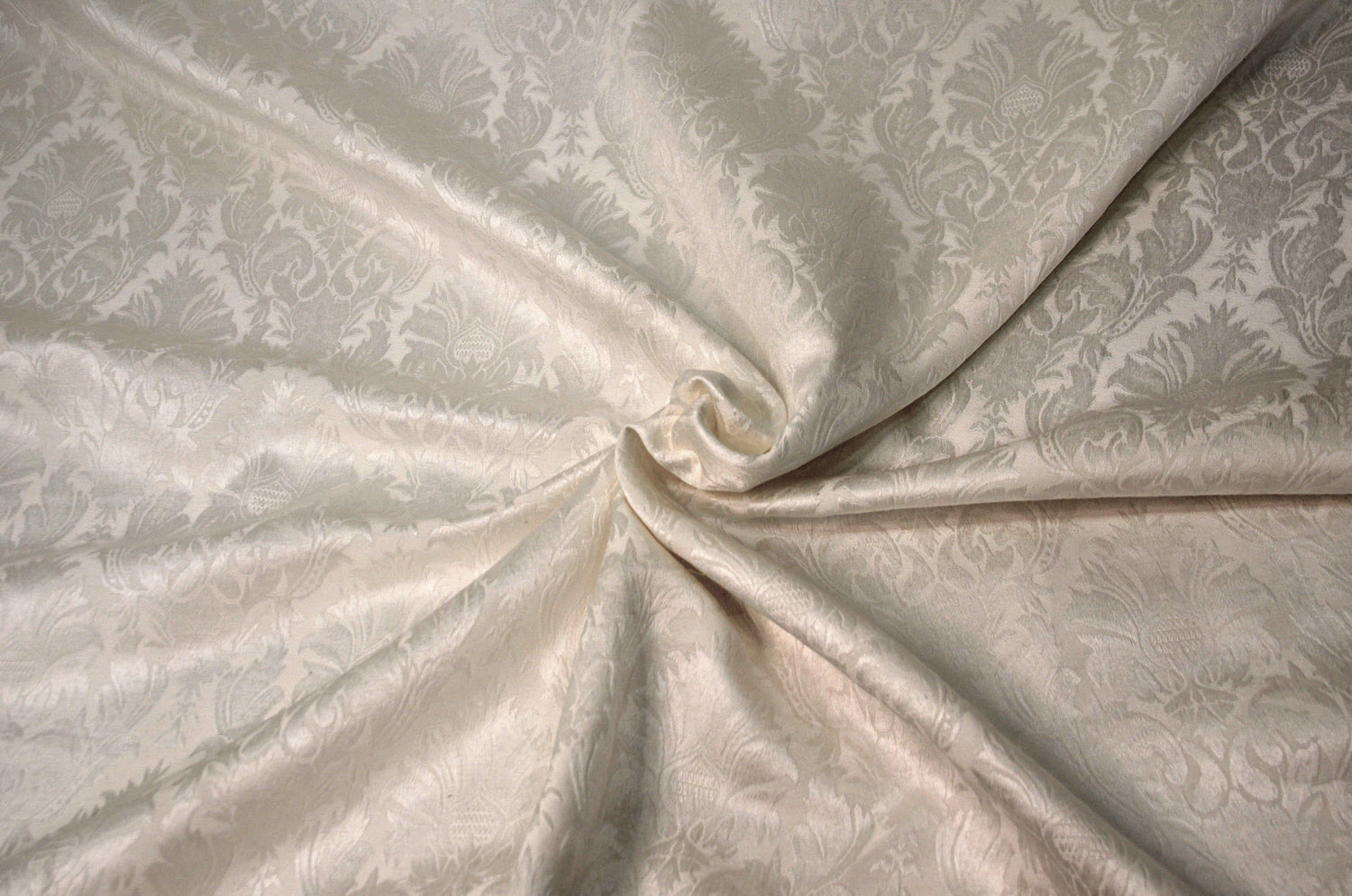 Vintage Damask Polyester Fabric - Damask Brocade, 58" Width, White, Ivory, Blush Pink (1 Yard)