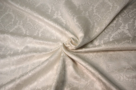 Vintage Damask Polyester Fabric - Damask Brocade, 58" Width, White, Ivory, Blush Pink (1 Yard)