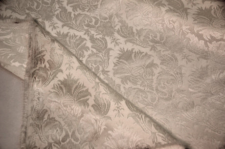 Vintage Damask Polyester Fabric - Damask Brocade, 58" Width, White, Ivory, Blush Pink (1 Yard)