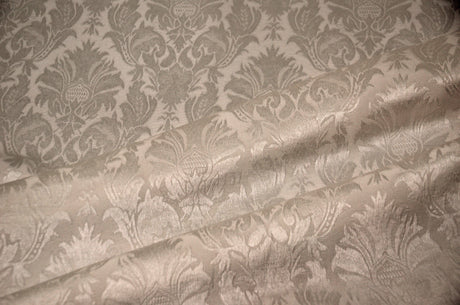 Vintage Damask Polyester Fabric - Damask Brocade, 58" Width, White, Ivory, Blush Pink (1 Yard)