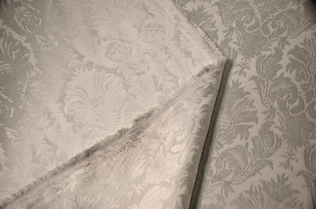Vintage Damask Polyester Fabric - Damask Brocade, 58" Width, White, Ivory, Blush Pink (1 Yard)