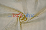 Waffle Brocade Polyester Fabric - Textured Waffle Grid, 60" Width, White, Ivory, Champagne, Black (1 Yard)