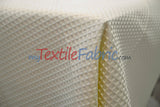 Waffle Brocade Polyester Fabric - Textured Waffle Grid, 60" Width, White, Ivory, Champagne, Black (1 Yard)
