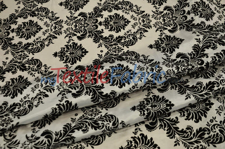 Damask Flocking Taffeta Fabric - Flocking Velvet Damask, 58/60" Width (1 Yard)