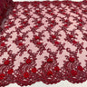 Beaded Floral Lace Fabric 3D Embroidered Net Mesh 52" Wide