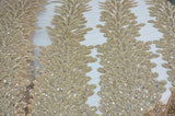 E15170 Polyester Lace Fabric - Skin Beaded Vertical Embroidery, 50/51" Width (3 Vertical Panels Approx 32-35")