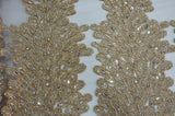 E15170 Polyester Lace Fabric - Skin Beaded Vertical Embroidery, 50/51" Width (3 Vertical Panels Approx 32-35")