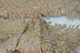 E15170 Polyester Lace Fabric - Skin Beaded Vertical Embroidery, 50/51" Width (3 Vertical Panels Approx 32-35")