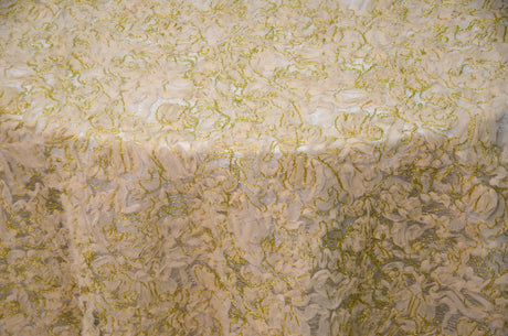 Enchanted Sheer Polyester Fabric - Metallic Floral Embroidery, 52" Width (1 Yard)