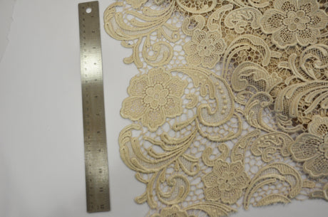 Guipure Bridal Lace Polyester Fabric - Heavy Double Scalloped Lace, Multiple Colors, 48/49" Width (1 Yard)