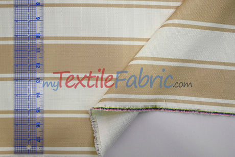 Rustic Linen Stripe Polyester Fabric - Yarn-Dyed Horizontal Stripes, 56/58" Width (1 Yard)
