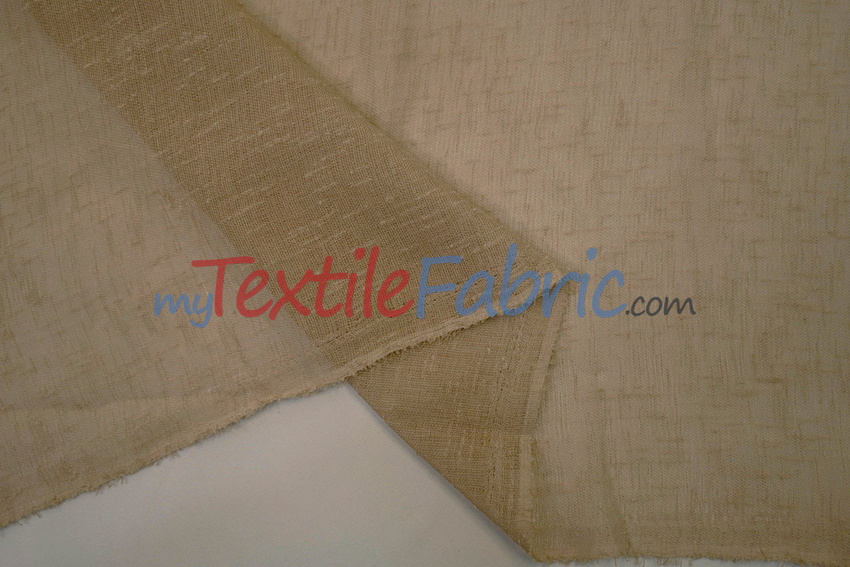 Swiss Sheer Sheer Polyester Fabric - Linen-Look Sheer Drapery, 130" Wide, White (1 Yard)