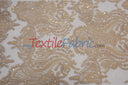 Medallion Bridal Lace Polyester Fabric - Sequins Damask Embroidery, Sheer White, 52" Width (1 Yard)