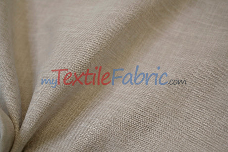 Upholstery Weight Poly Linen Fabric - Ivory, Taupe, Non Woven Backing, 60" Width (1 Yard)