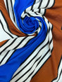 Viscose Woven Printed Brown Blue Stripe