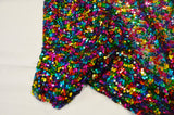 Rainbow Square Sequins Polyester Mesh Fabric - Multi Color Square Sequins, 52" Width (1 Yard)