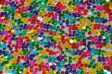 Rainbow Square Sequins Polyester Mesh Fabric - Multi Color Square Sequins, 52" Width (1 Yard)