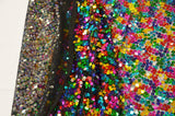 Rainbow Square Sequins Polyester Mesh Fabric - Multi Color Square Sequins, 52" Width (1 Yard)