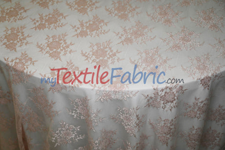 Chantilly Lace Polyester Fabric - Floral Embroidery, Sheer Mesh, 52" Width (1 Yard)