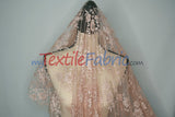 Chantilly Lace Polyester Fabric - Floral Embroidery, Sheer Mesh, 52" Width (1 Yard)