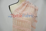 Pleated Ruffle Chiffon Polyester Fabric - Lightweight Textured Semi-Sheer, 44/46" Width (1 Yard)