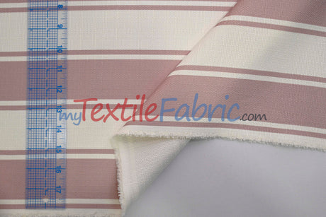 Rustic Linen Stripe Polyester Fabric - Yarn-Dyed Horizontal Stripes, 56/58" Width (1 Yard)