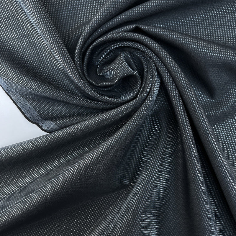 Wool Jacquard Changeant Fabric Silver Blue