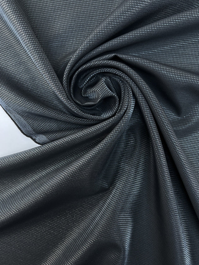 Wool Jacquard Changeant Fabric Silver Blue