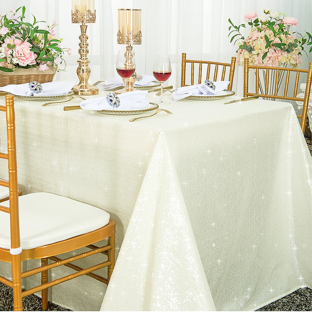 Sequin Taffeta Rectangular Tablecloth 90x156 Ivory