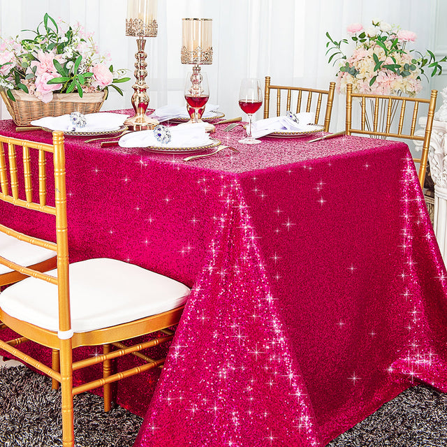 Sequin Taffeta Rectangular Tablecloth 90x156 Fuchsia
