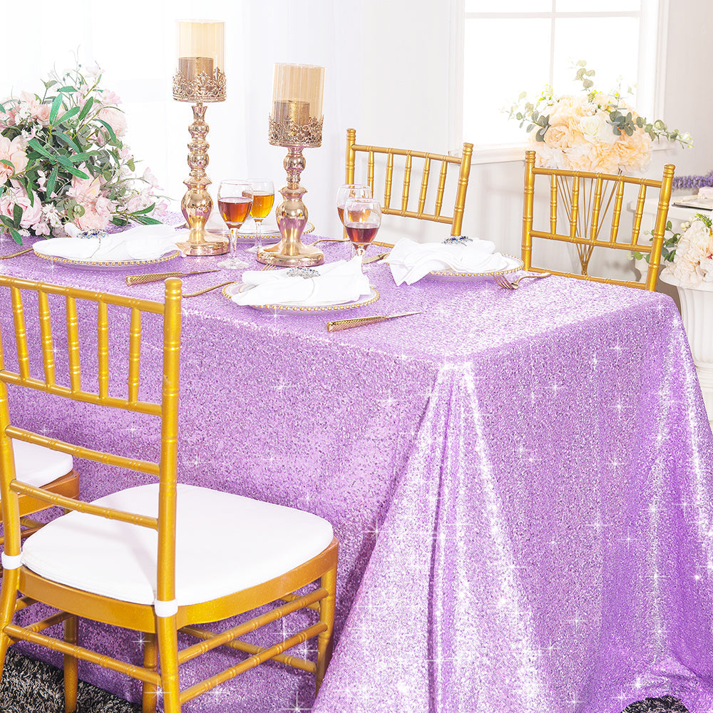 Rectangular Sequin Taffeta Tablecloth 90x132 Lavender