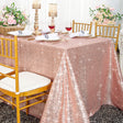 Rectangular Sequin Taffeta Tablecloth 90x156 Blush Pink/Rose Gold