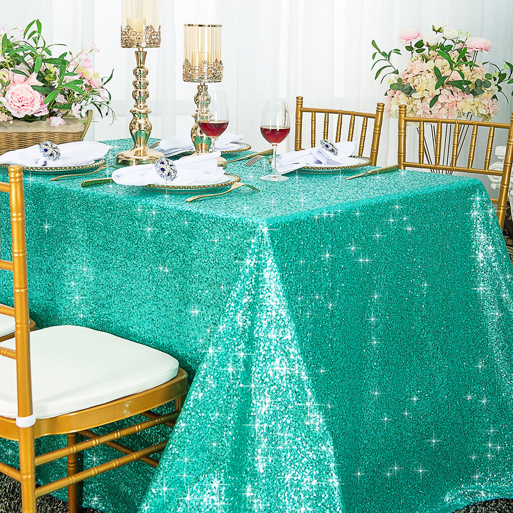 Shimmering Sequin Taffeta Tablecloth for Weddings