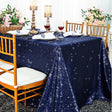 Rectangular Sequin Taffeta Tablecloth 90x132 Navy Blue