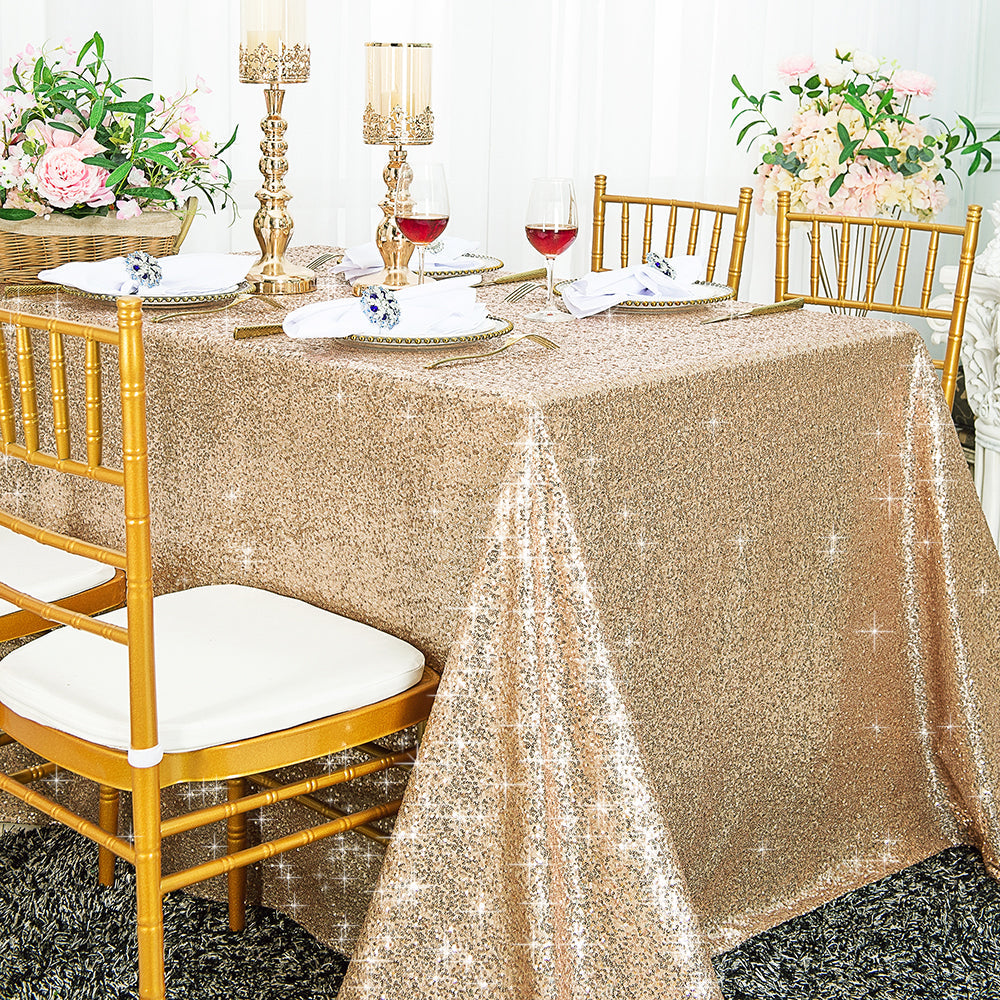 Sequin Taffeta Rectangular Tablecloth 90x156 Champagne