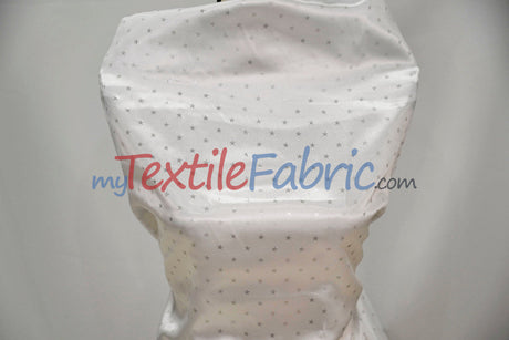 Mini Star Silky Satin Fabric - 100 Percent Polyester Fabric, White Pink Mint, 58/60" Width (1 Yard)