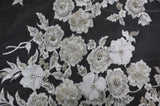 EA3032 White Silver Embroidery Lace Fabric - White Floral Bridal Lace, 50" Wide (1 Yard)