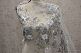 EA3032 White Silver Embroidery Lace Fabric - White Floral Bridal Lace, 50" Wide (1 Yard)