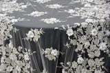 EA3032 White Silver Embroidery Lace Fabric - White Floral Bridal Lace, 50" Wide (1 Yard)