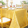 Rectangular Sequin Taffeta Tablecloth 90x132 Light Gold