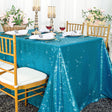 Sequin Taffeta Rectangular Tablecloth 90x156 Turquoise