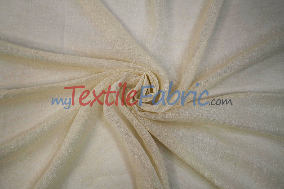 Swiss Sheer Sheer Polyester Fabric - Linen-Look Sheer Drapery, 130" Wide, White (1 Yard)