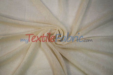 Swiss Sheer Sheer Polyester Fabric - Linen-Look Sheer Drapery, 130" Wide, White (1 Yard)