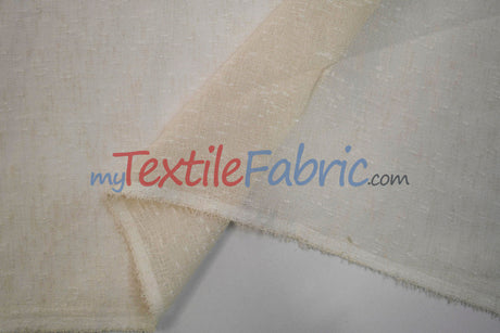Swiss Sheer Sheer Polyester Fabric - Linen-Look Sheer Drapery, 130" Wide, White (1 Yard)
