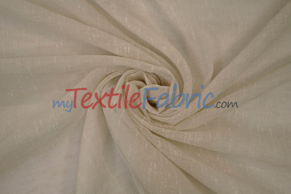 Swiss Sheer Sheer Polyester Fabric - Linen-Look Sheer Drapery, 130" Wide, White (1 Yard)