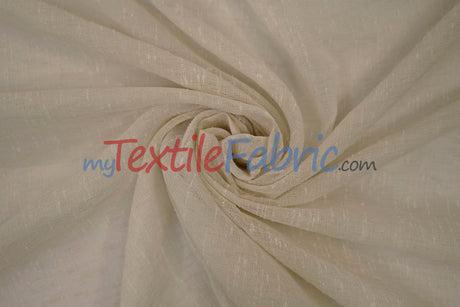 Swiss Sheer Sheer Polyester Fabric - Linen-Look Sheer Drapery, 130" Wide, White (1 Yard)