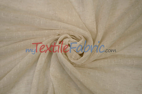 Swiss Sheer Sheer Polyester Fabric - Linen-Look Sheer Drapery, 130" Wide, White (1 Yard)