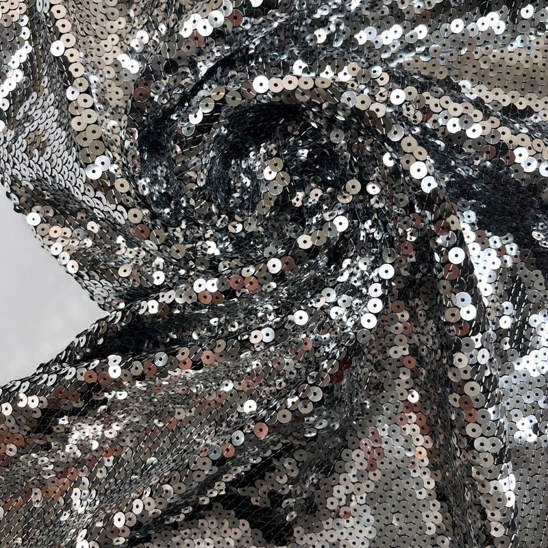 Polyamide Crepe with Sequins Silver Black