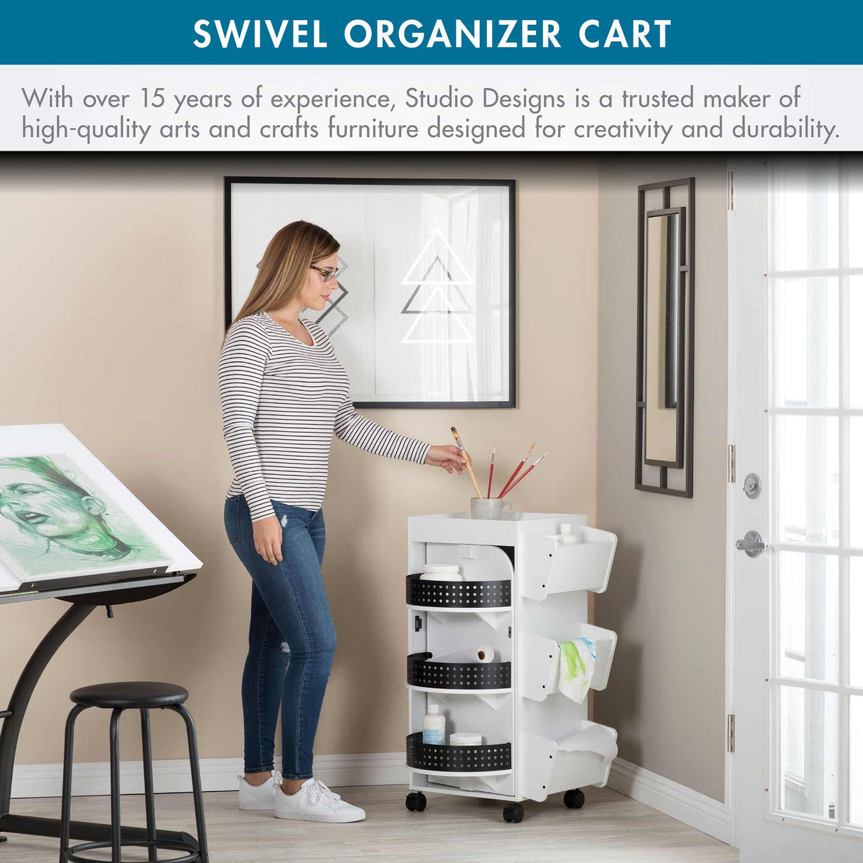 Studio Design Swivel Organizer White / Black